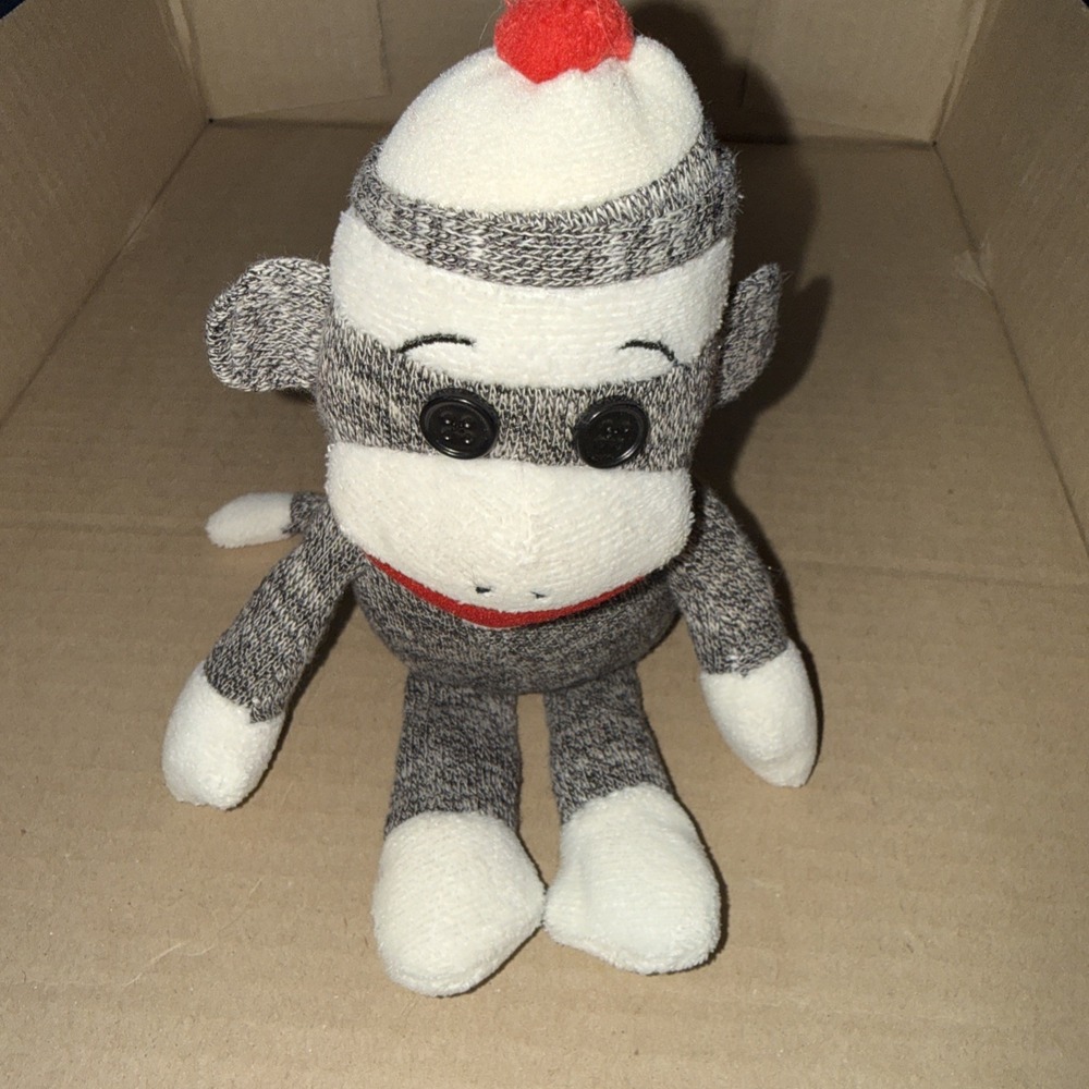 Ty SOCKS the Brown SOCK MONKEY Beanie Baby 9 Inch Plush Stuffed Animal Toy Punch